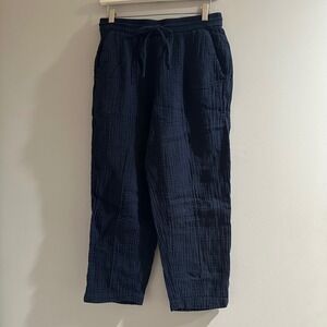 J.Crew Gauze Pants Womens Small Navy Blue Cotton Drawstring Re-Imagined